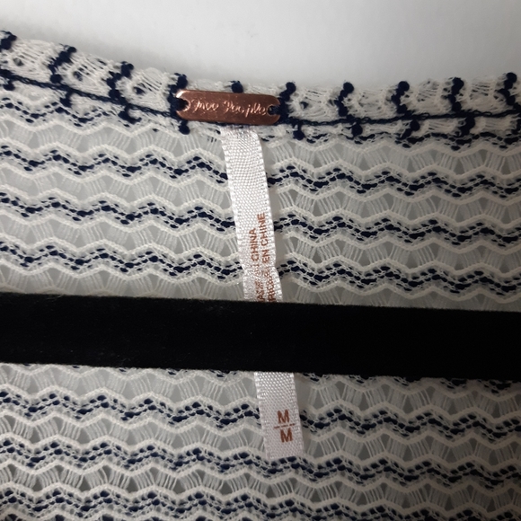 Free People Lace and Stripe Peplum Top - Picture 2 of 5